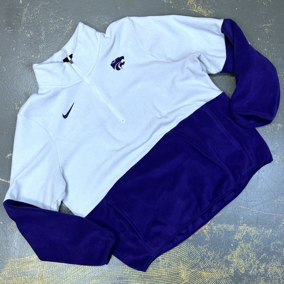 Nike Kansas State Wildcats 1/4 Zip Crew Neck Sweater AR8163-100 Large Purple - Picture 1 of 8
